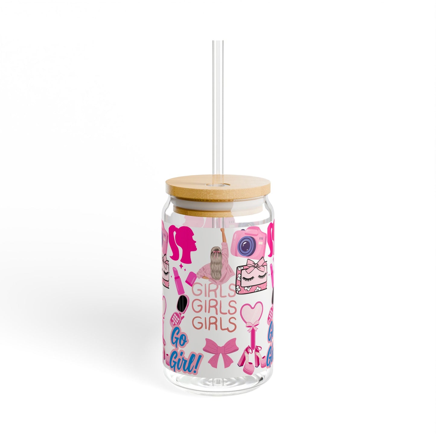 16oz Girly Girl Sipper Glass