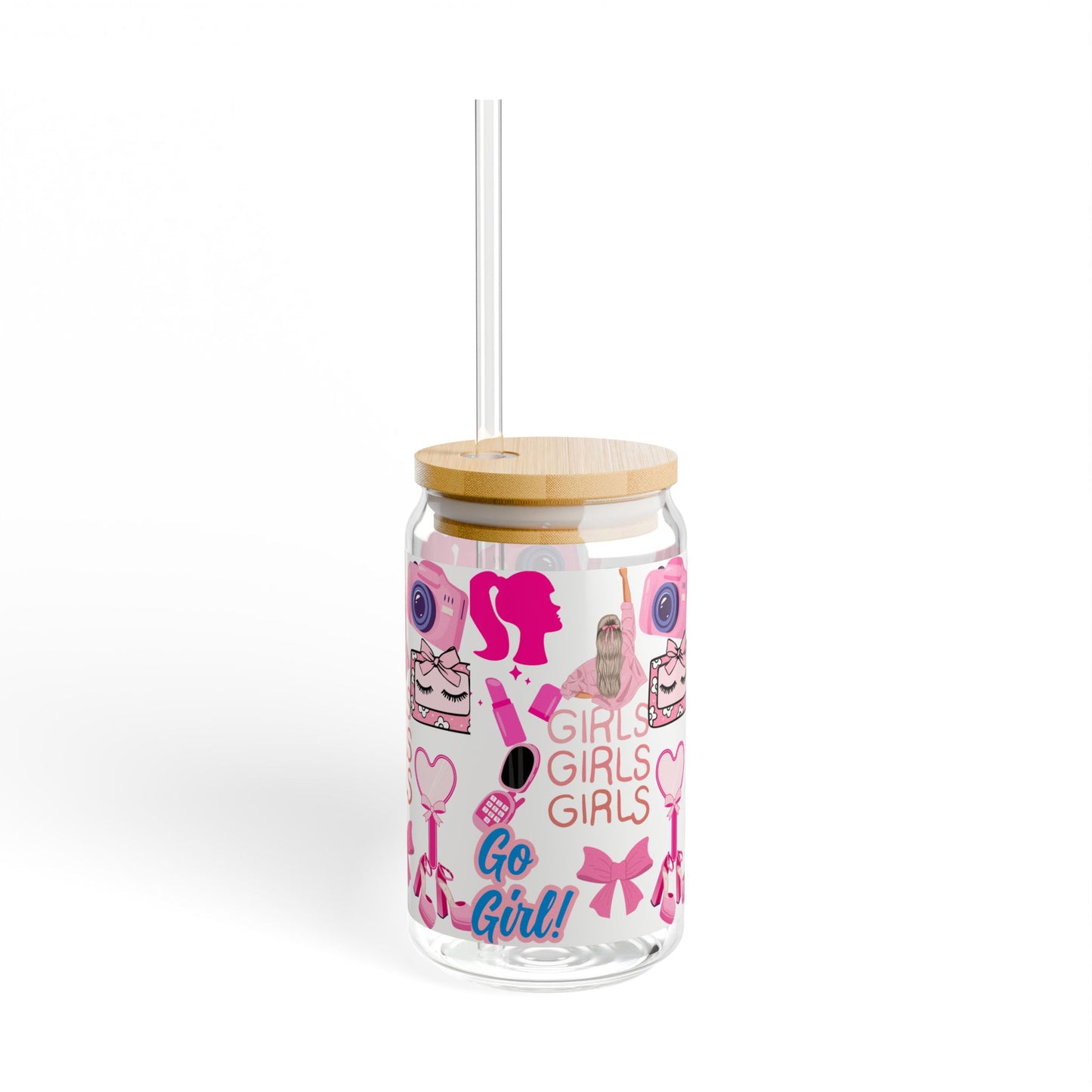 16oz Girly Girl Sipper Glass