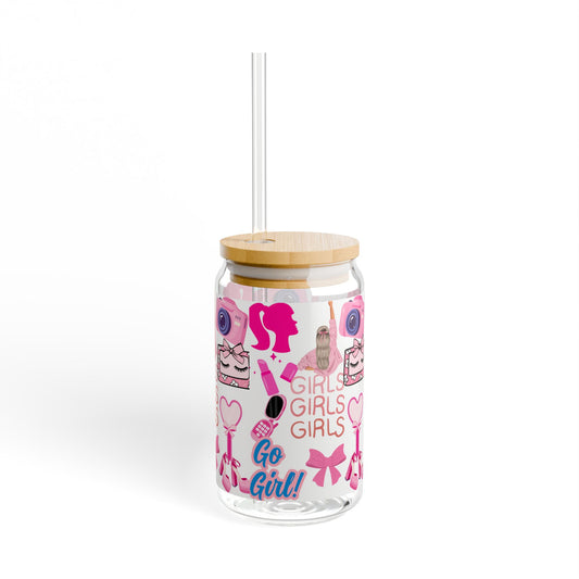 16oz Girly Girl Sipper Glass