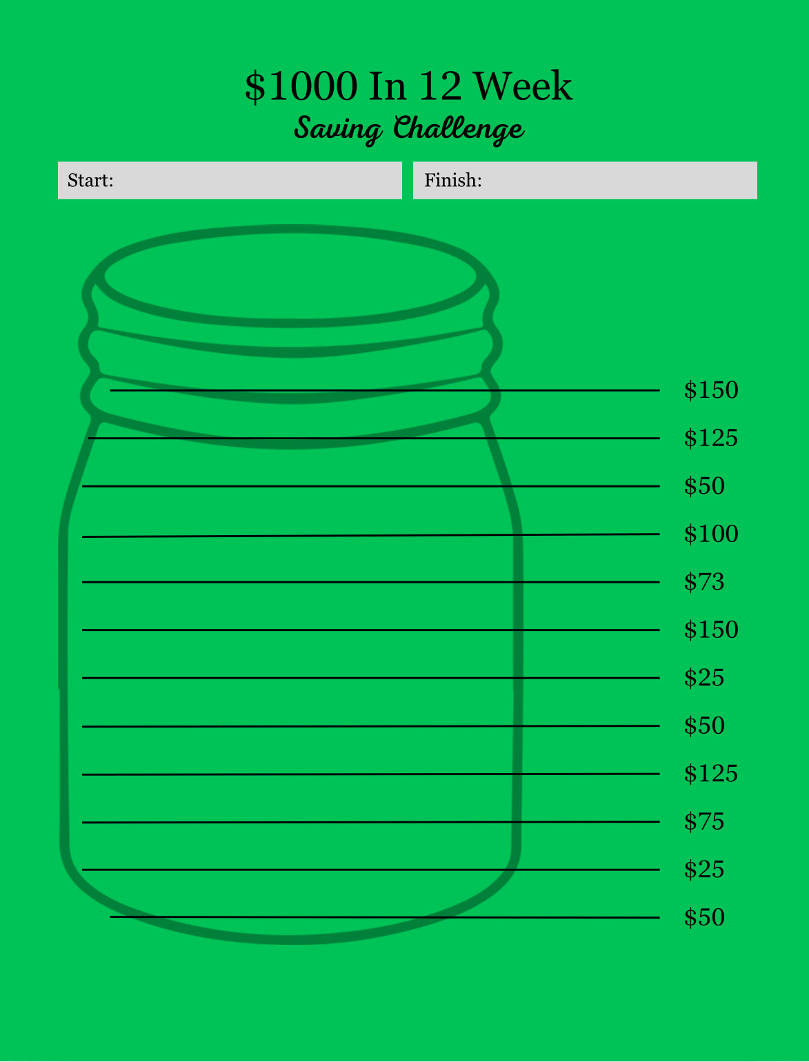 12 Week Saving Challenge